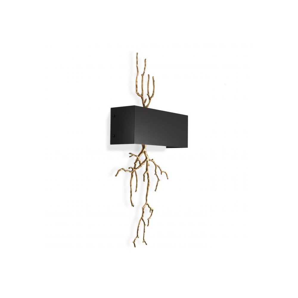 Wall Lamp Sorento, Antique Brass Finish, Black Metal Shade