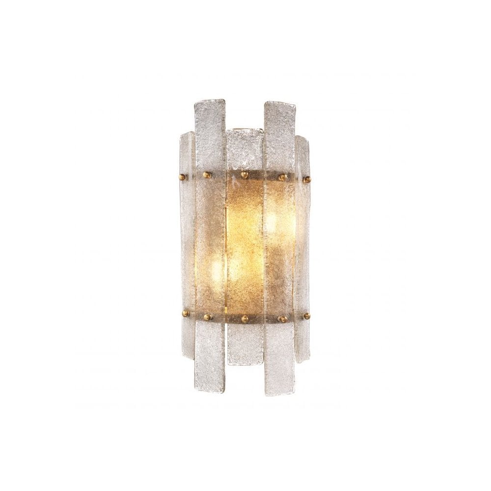 Wall Lamp Caprera, Antique Brass Finish, Hand Blown Glass