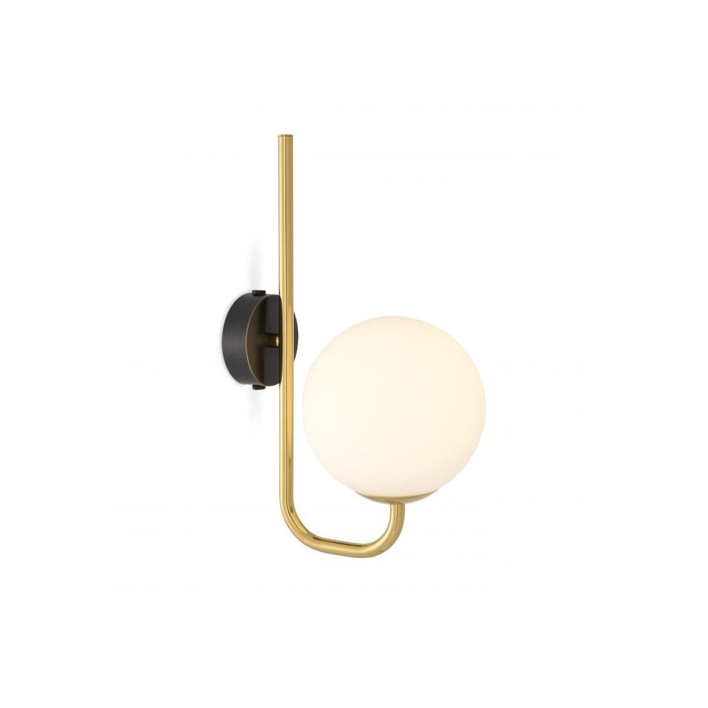 Wall Lamp Lipari, Gold Finish, Black Finish, White Glass