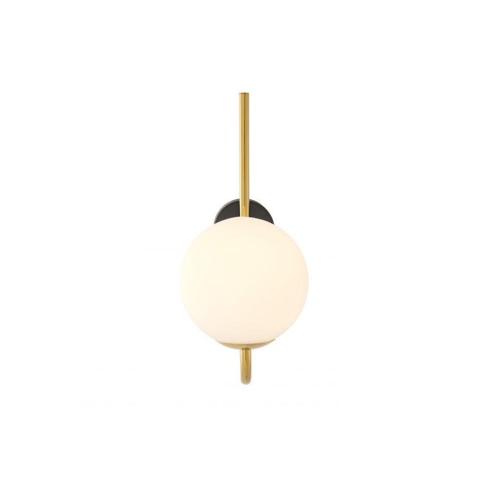 Wall Lamp Lipari, Gold Finish, Black Finish, White Glass