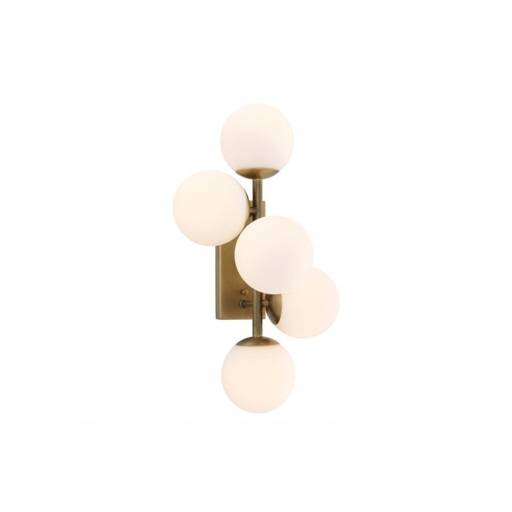 Wall Lamp Libris, Antique Brass Finish, White Glass