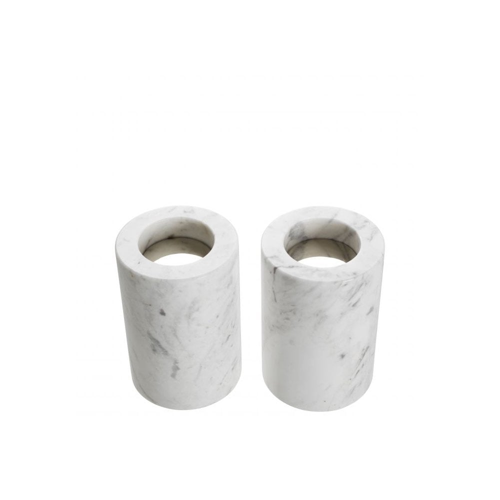 Tealight Holder Tobor S set of 2, White Marble