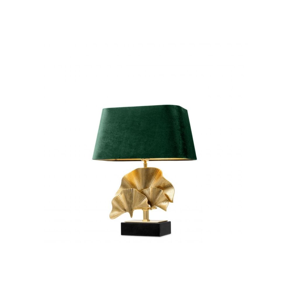 Table Lamp Olivier, Polished Brass, Black Granite Base