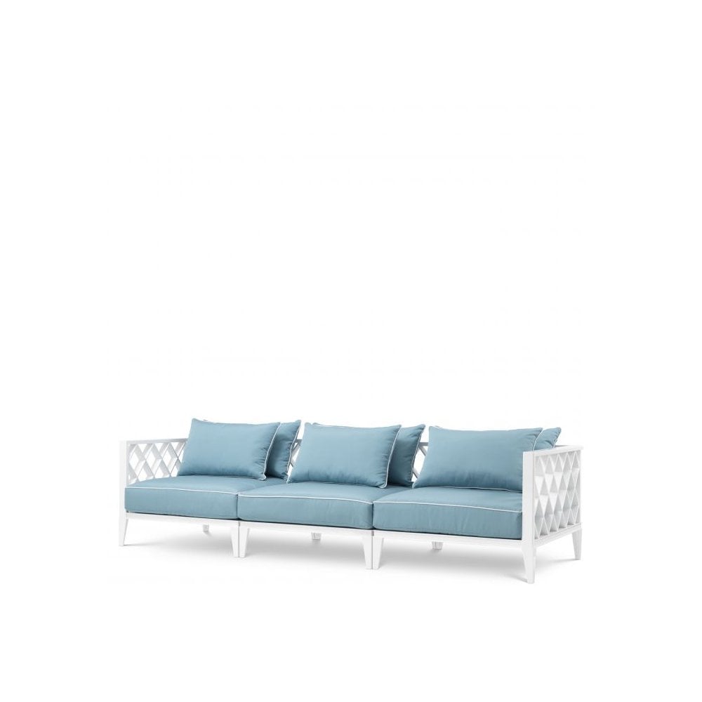 Sofa Ocean Club, White Finish, Sunbrella Mineral Blue