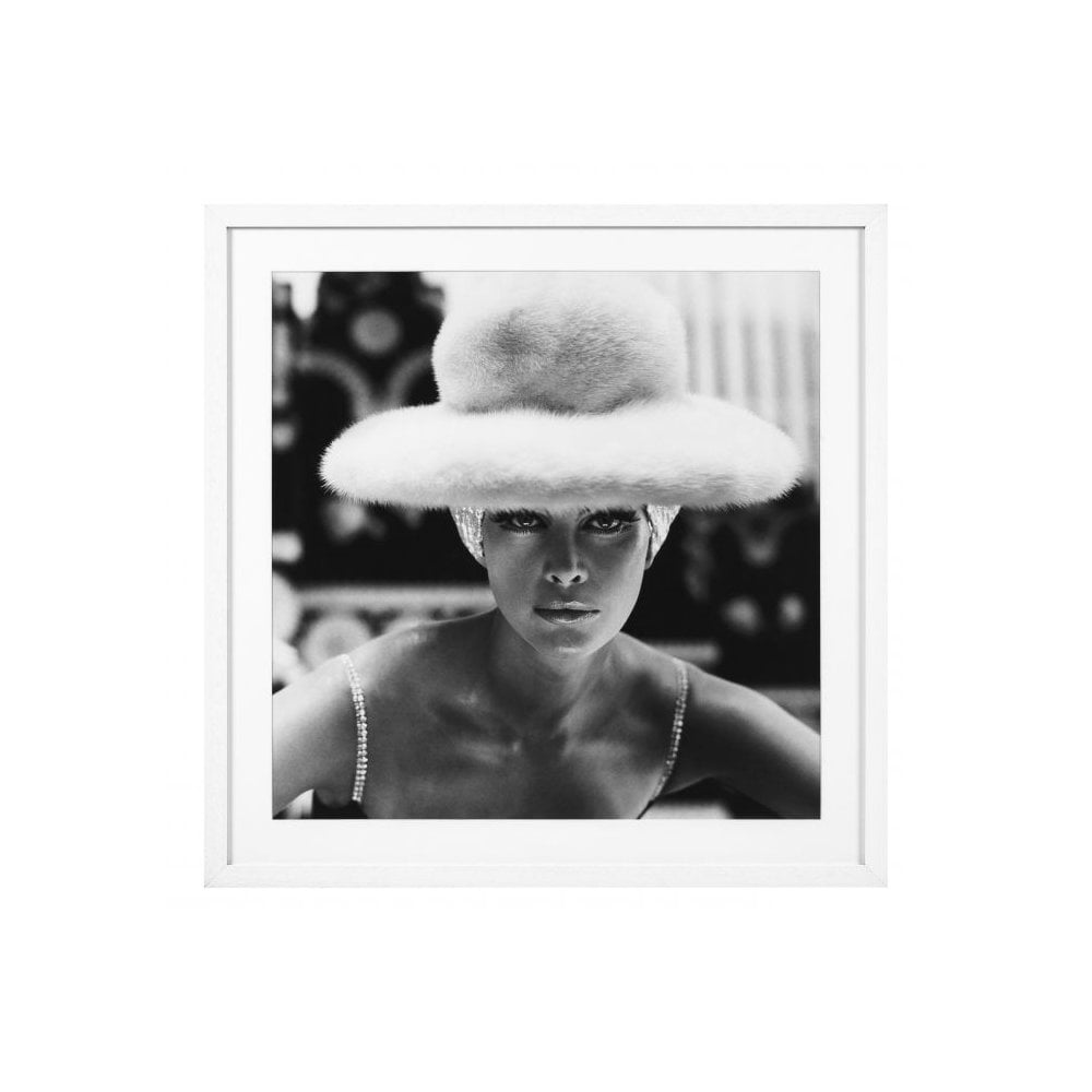 Print Vogue 1965, White Wooden Frame, Clear Glass