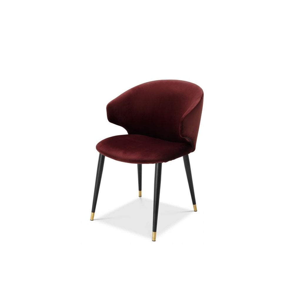 Dining Chair Volante, Roche Bordeaux Velvet, Black & Gold Legs