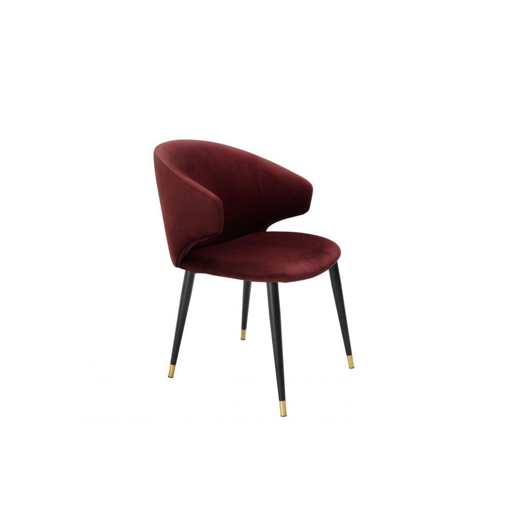 Dining Chair Volante, Roche Bordeaux Velvet, Black & Gold Legs