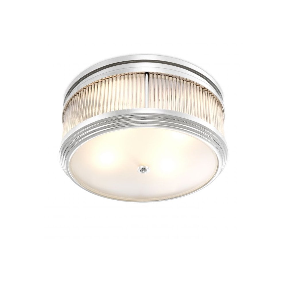 Ceiling Lamp Rousseau, Nickel Finish, Clear Glass, Frosted Glass