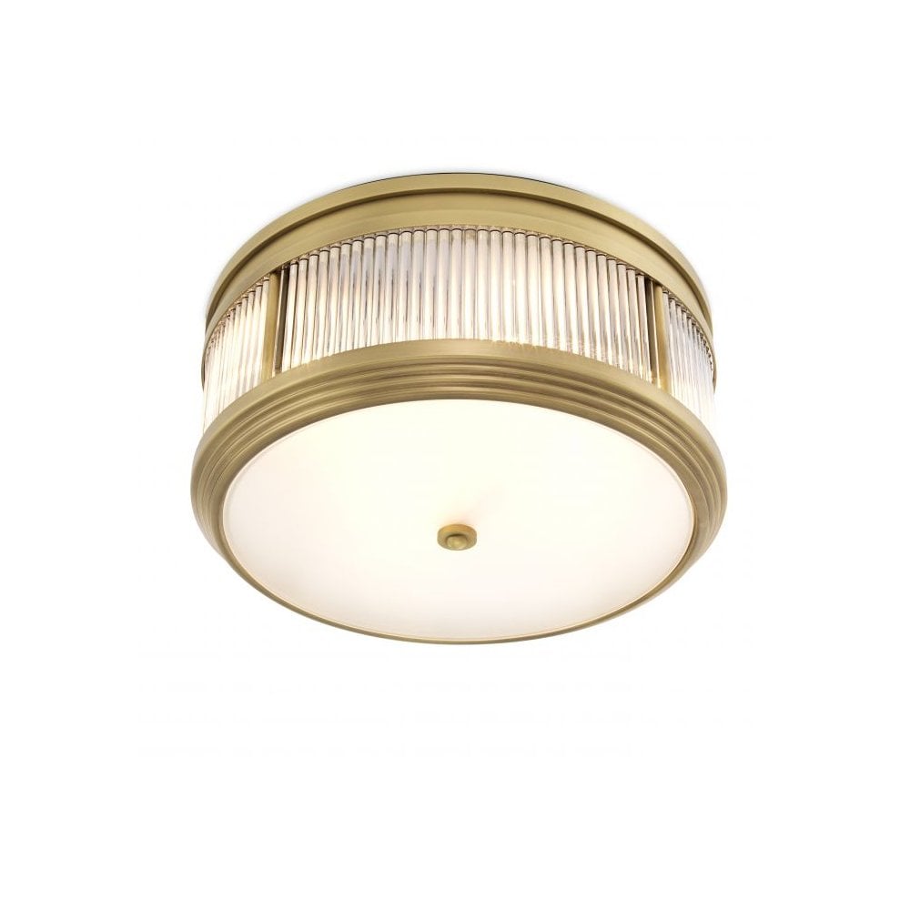 Ceiling Lamp Rousseau, Antique Brass Finish, Clear Glass, Frosted Glass