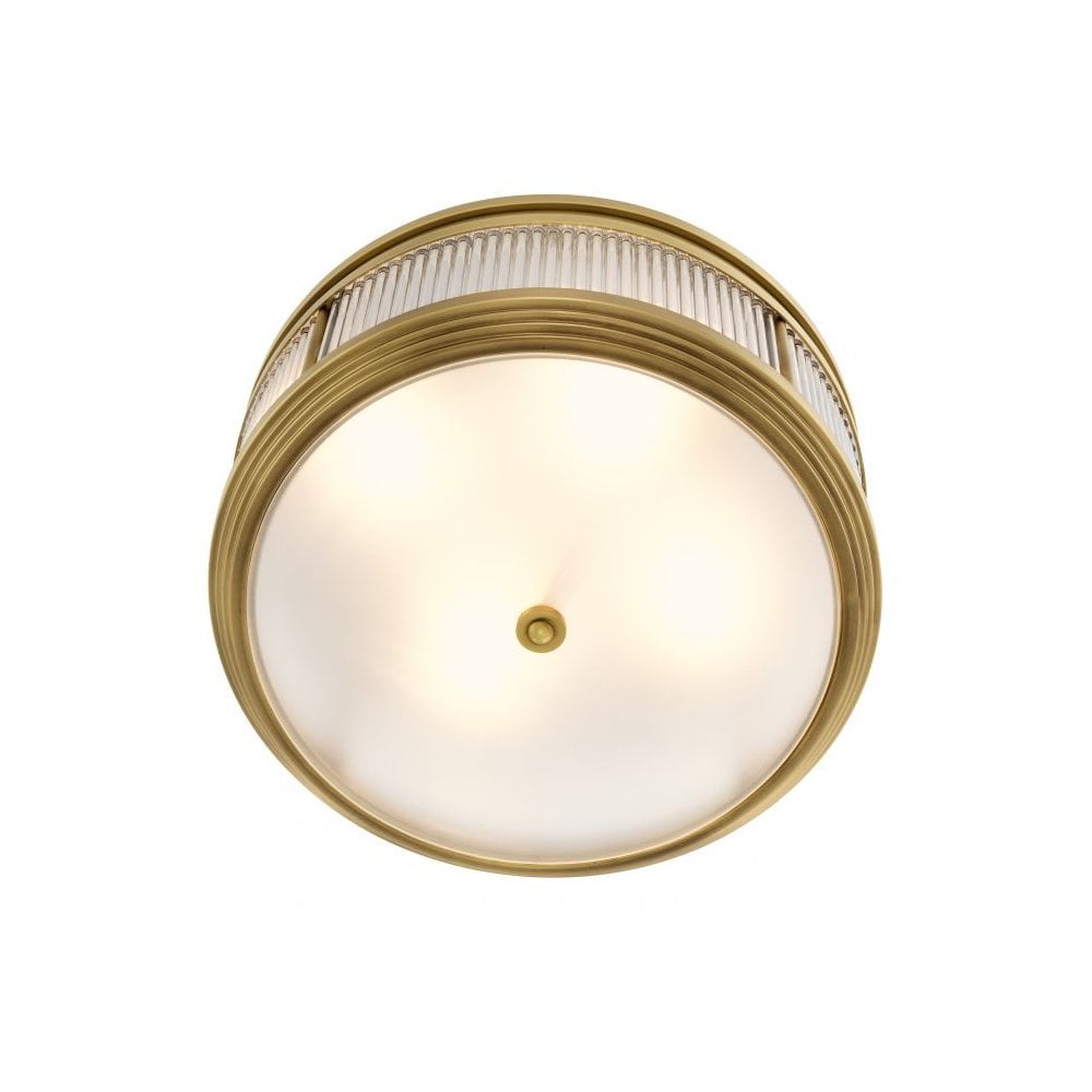 Ceiling Lamp Rousseau, Antique Brass Finish, Clear Glass, Frosted Glass