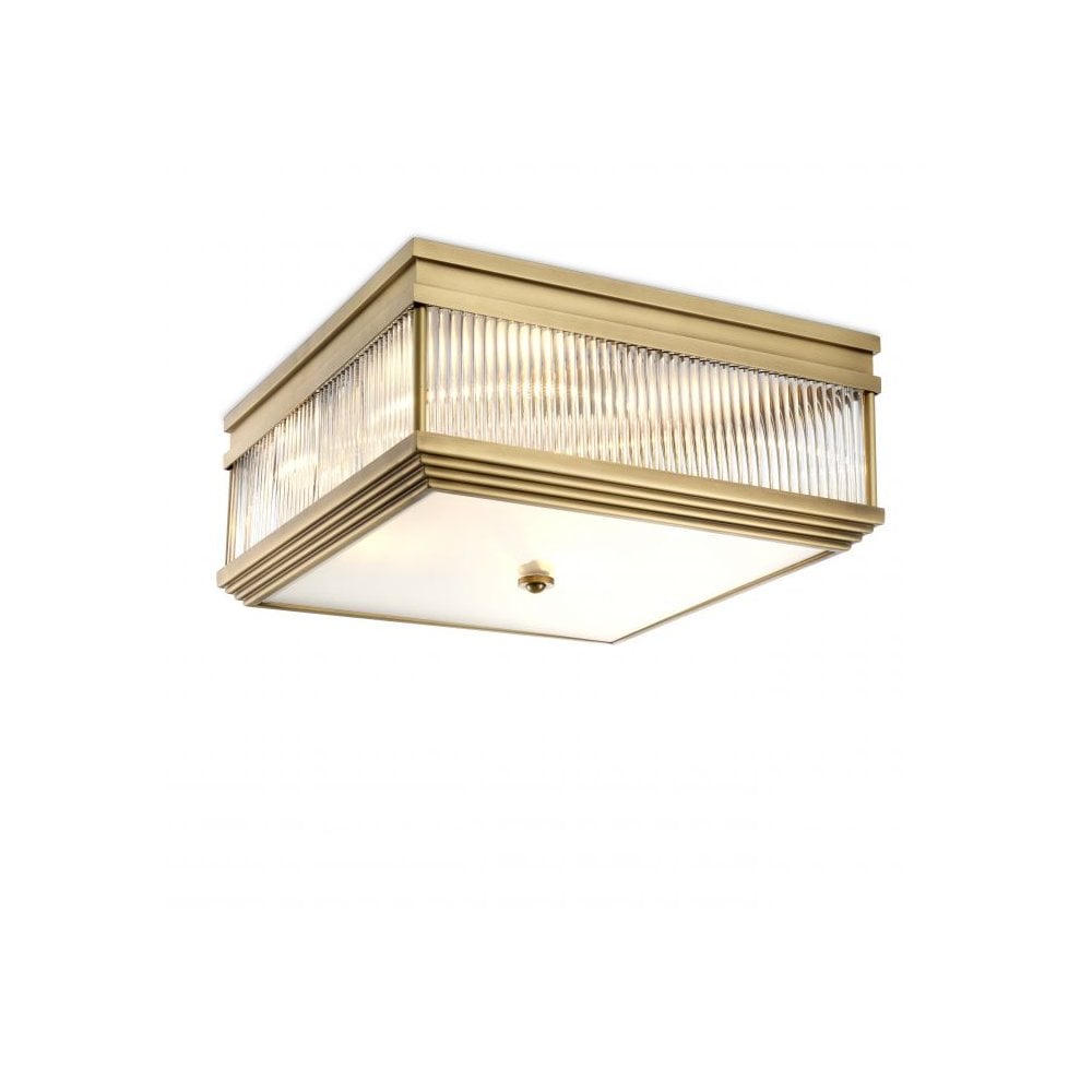 Ceiling Lamp Marly, Antique Brass Finish, Clear Glass, Frosted Glass