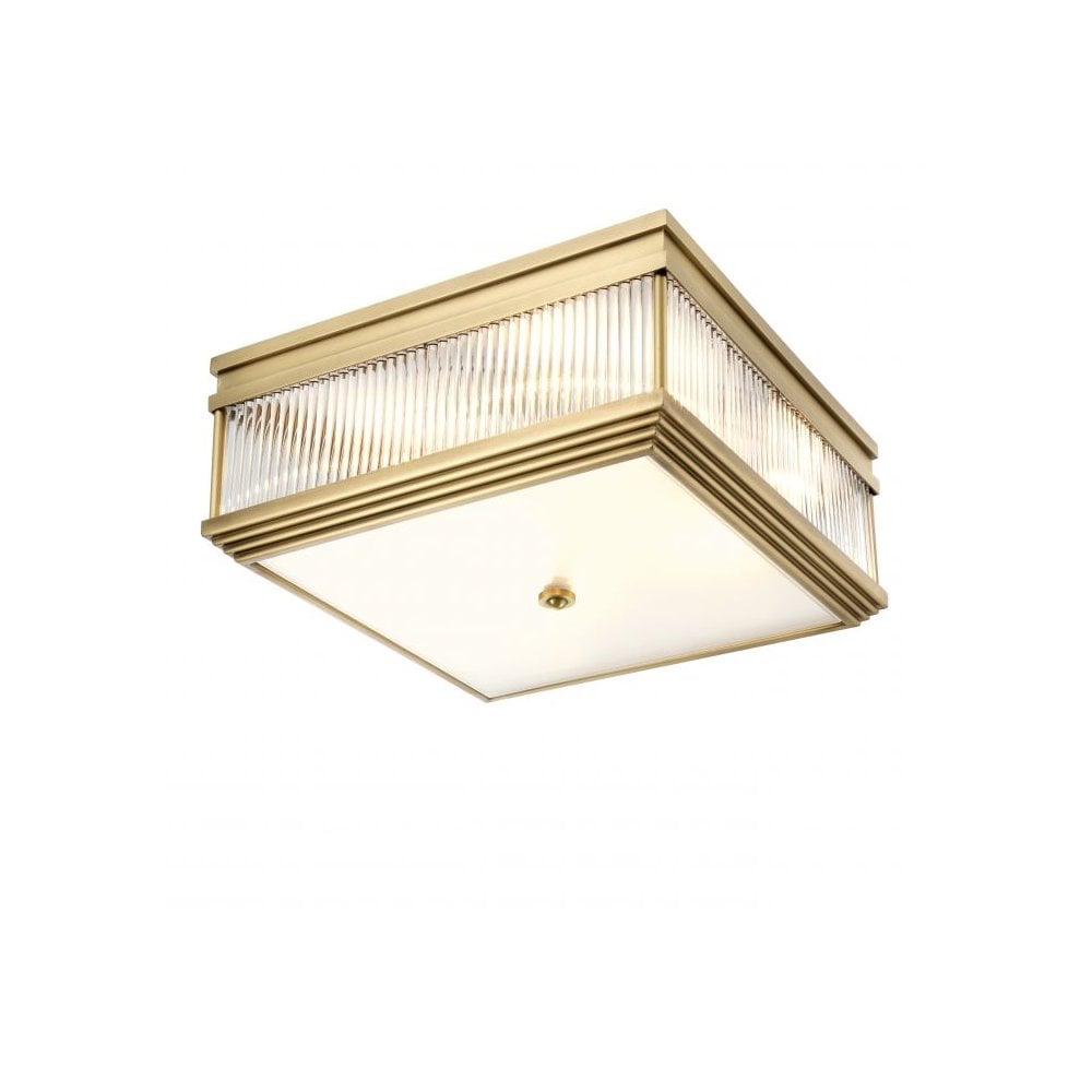 Ceiling Lamp Marly, Antique Brass Finish, Clear Glass, Frosted Glass