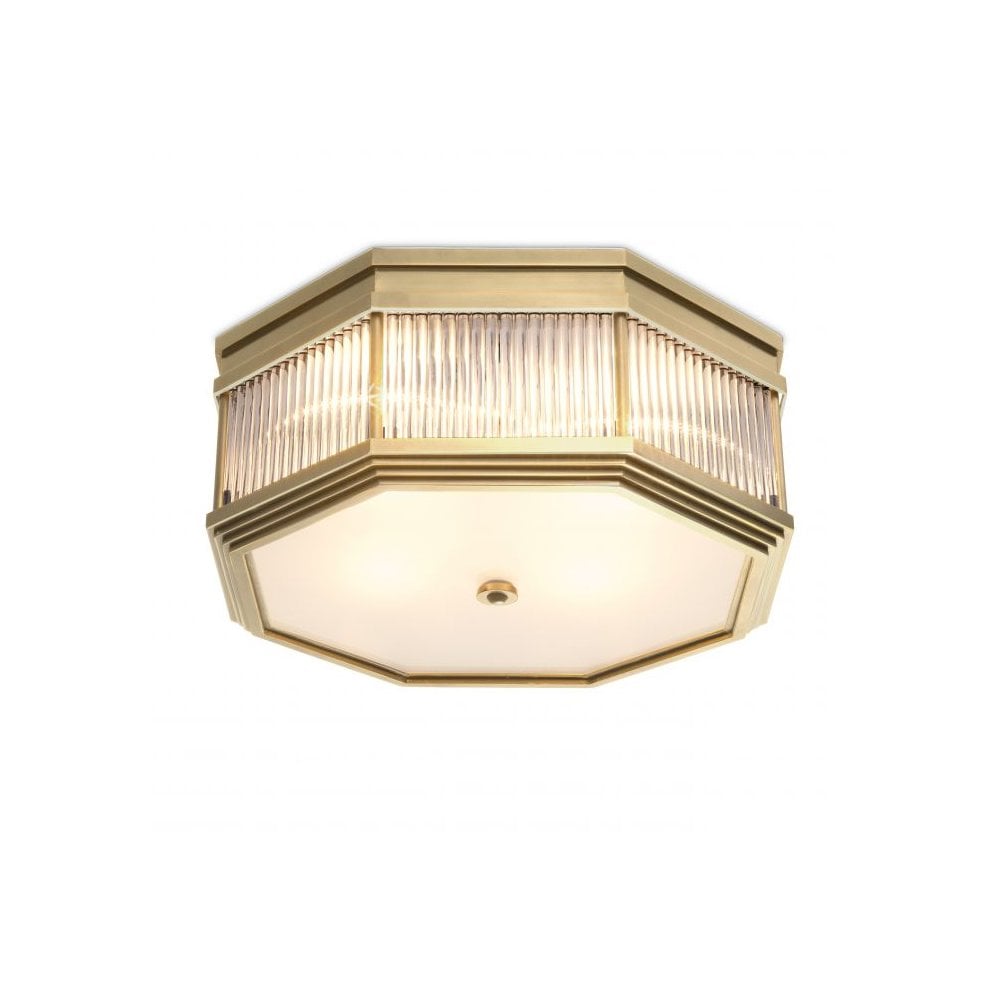 Ceiling Lamp Bagatelle, Antique Brass Finish, Clear Glass, Frosted Glass