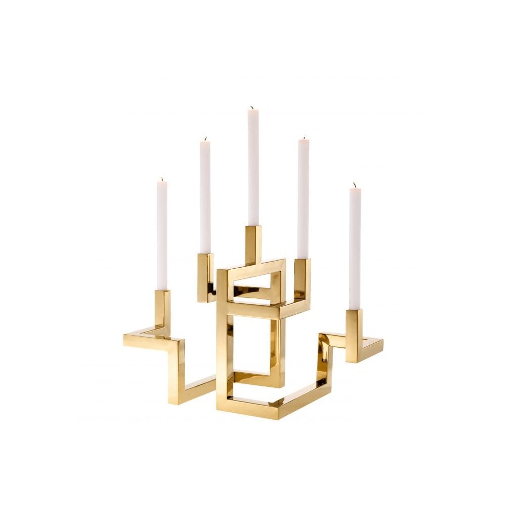 Candle Holder Skyline, Brass Plated