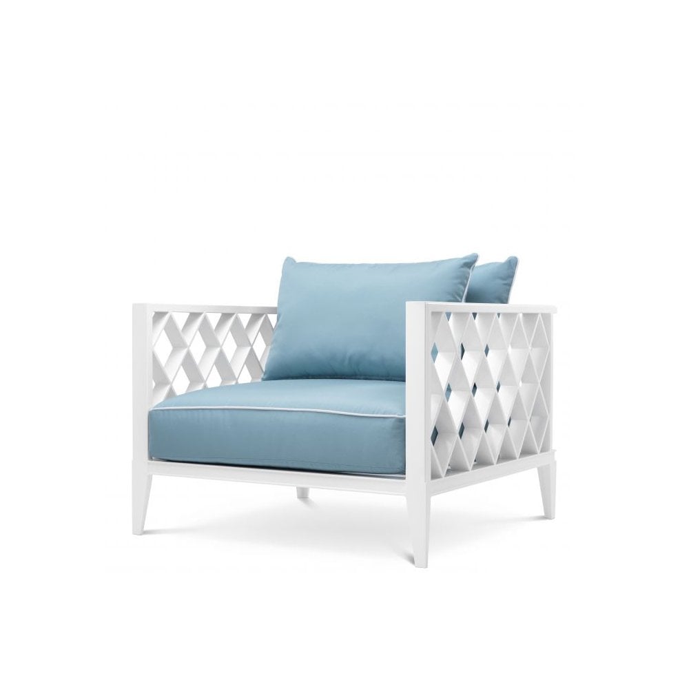 Chair Ocean Club, White Finish, Sunbrella Mineral Blue