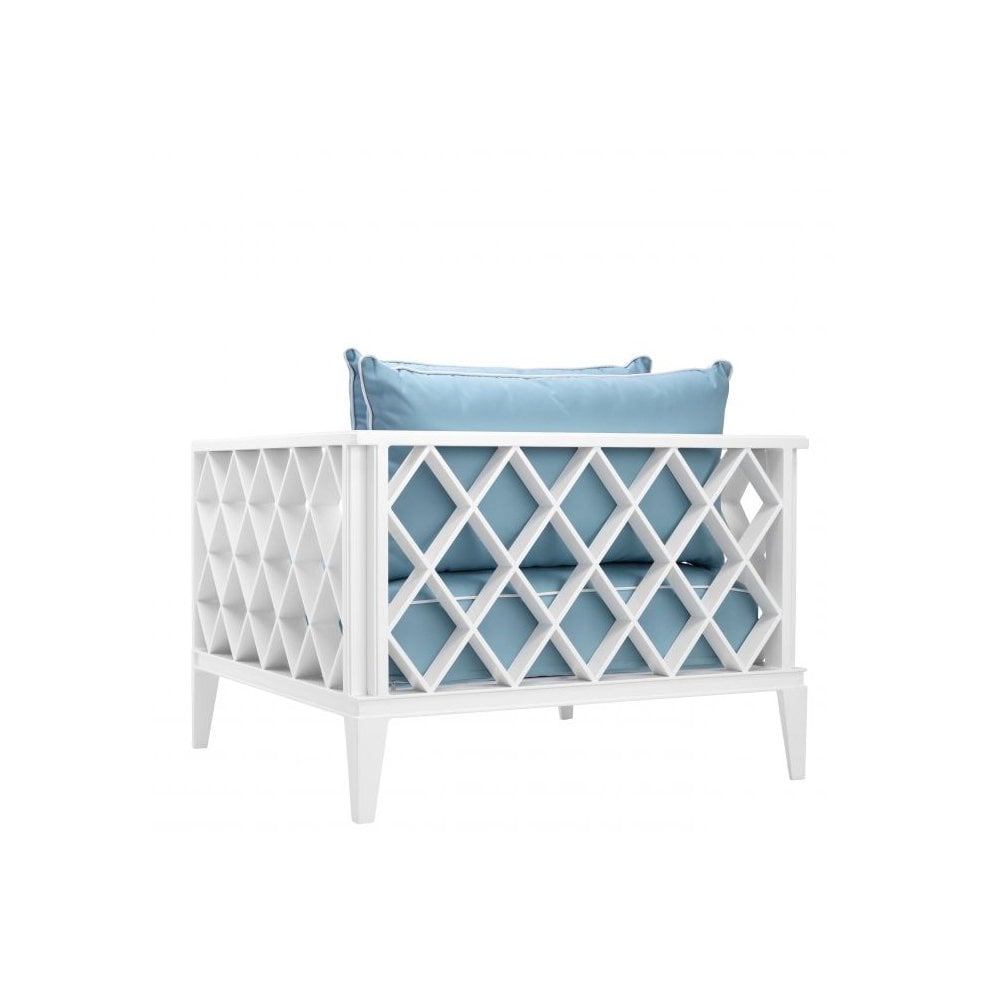 Chair Ocean Club, White Finish, Sunbrella Mineral Blue