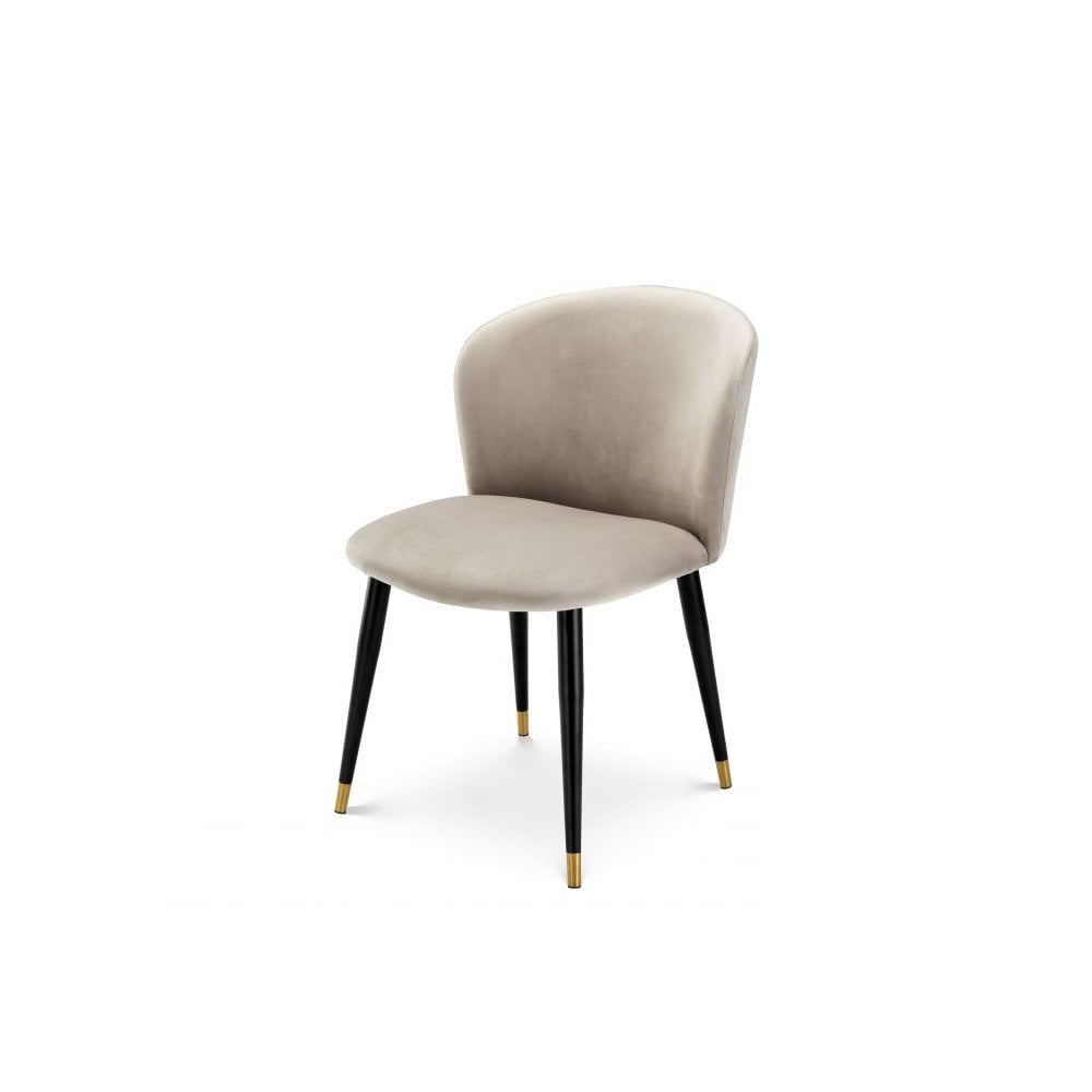 Dining Chair Volante, Roche Beige Velvet, Black & Gold Legs