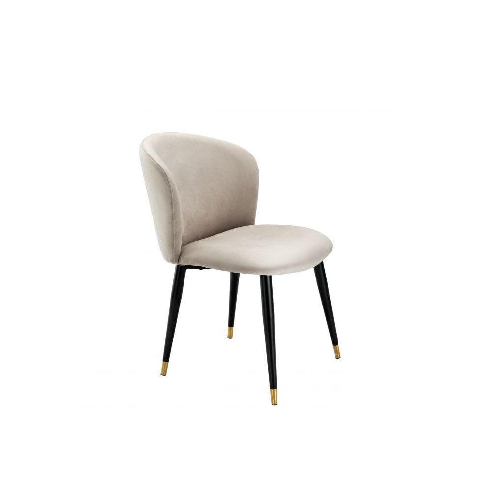 Dining Chair Volante, Roche Beige Velvet, Black & Gold Legs