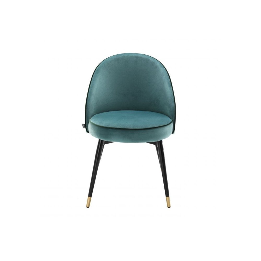 Dining Chair Cooper set of 2, Roche Turquoise Velvet, Black & Brass Legs