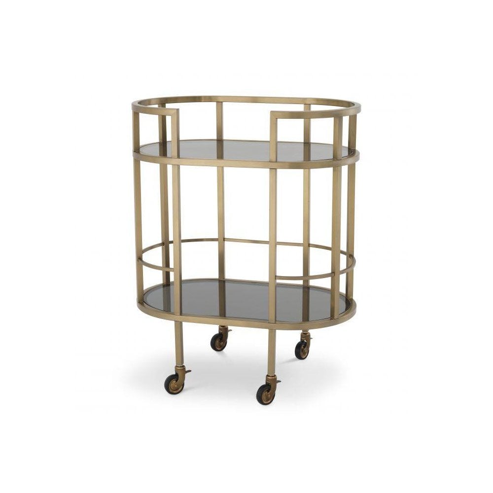 Trolley Townhouse, Brushed Brass Finish, Smoke Glass