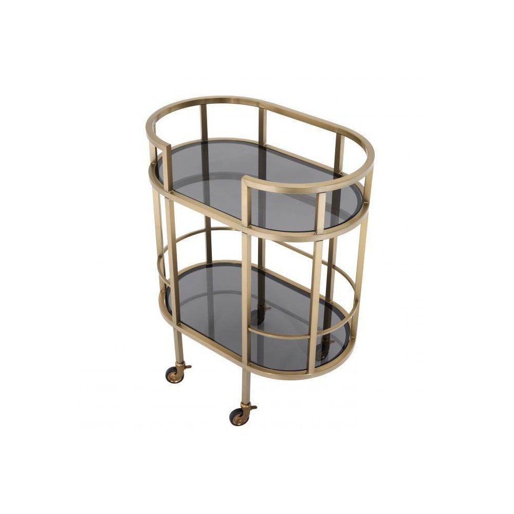 Trolley Townhouse, Brushed Brass Finish, Smoke Glass