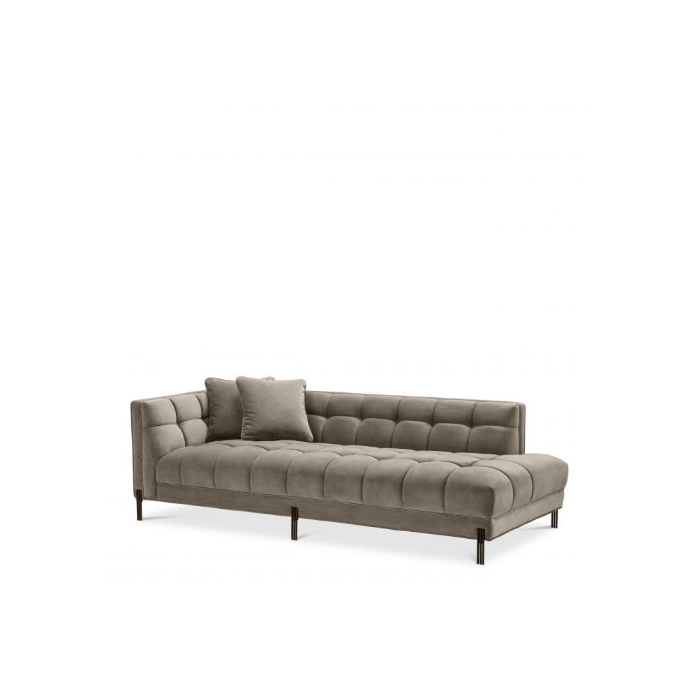 Lounge Sofa Sienna left, Savona Greige Velvet, Black Legs