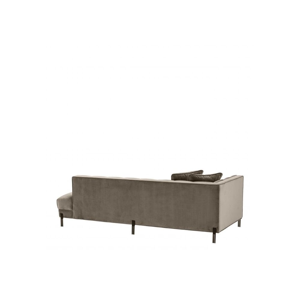 Lounge Sofa Sienna left, Savona Greige Velvet, Black Legs