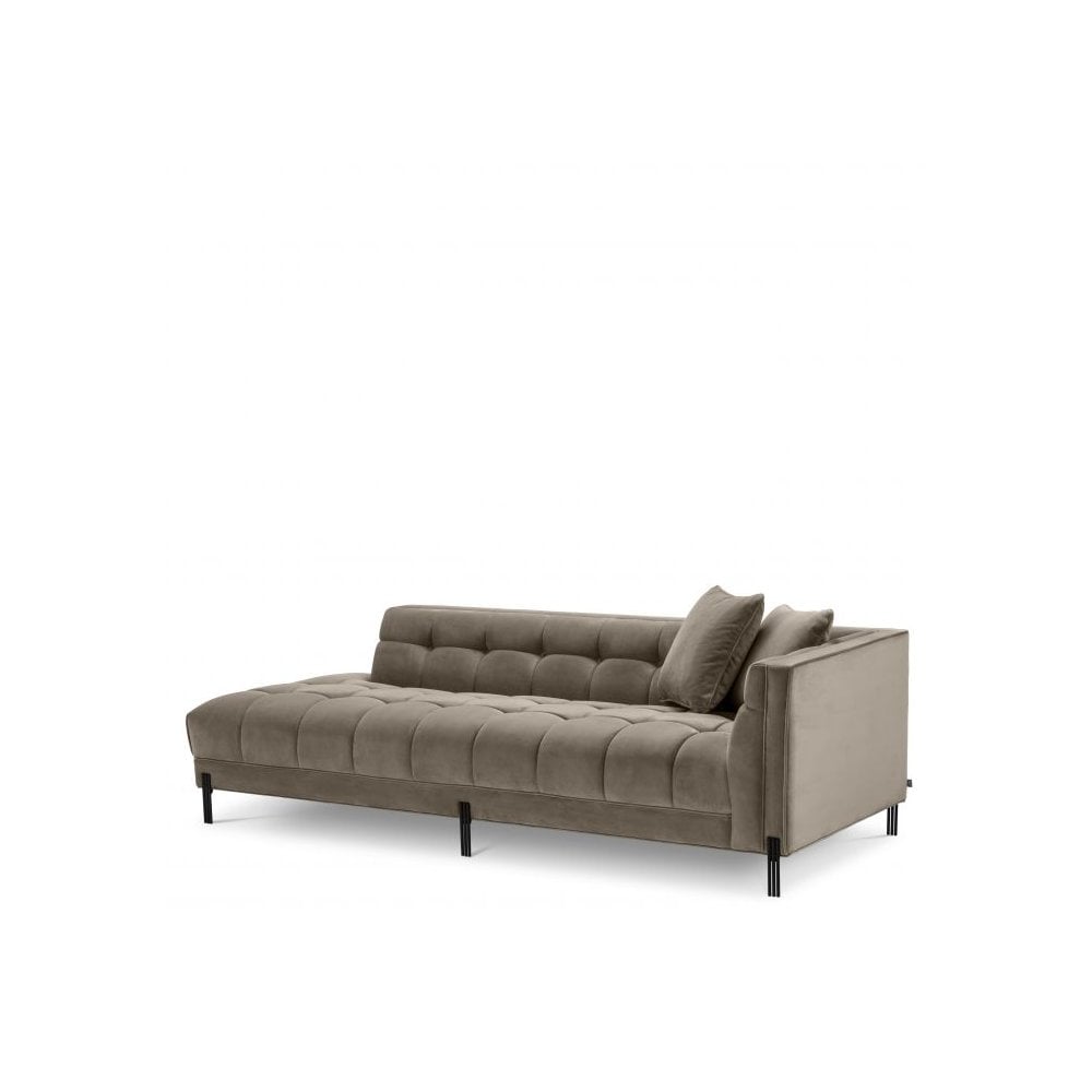 Lounge Sofa Sienna right, Savona Greige Velvet, Black Legs