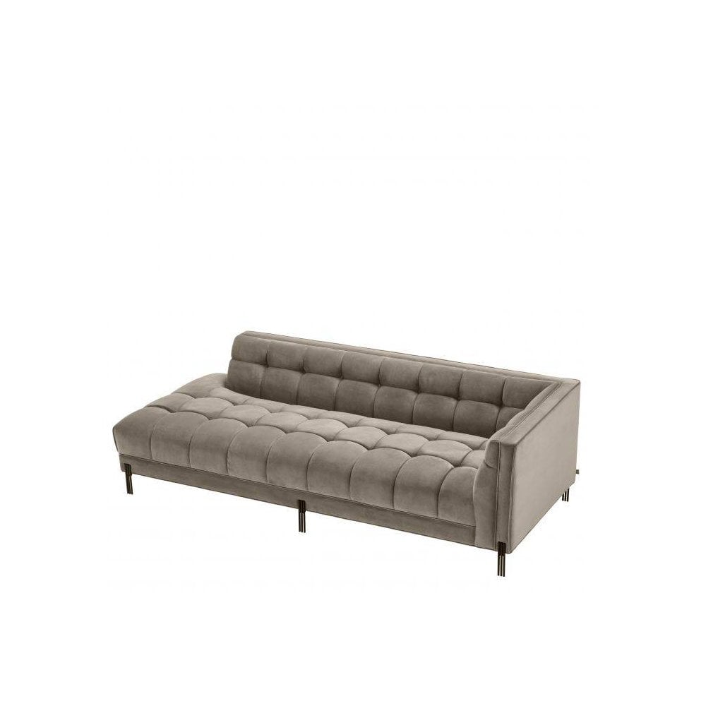 Lounge Sofa Sienna right, Savona Greige Velvet, Black Legs