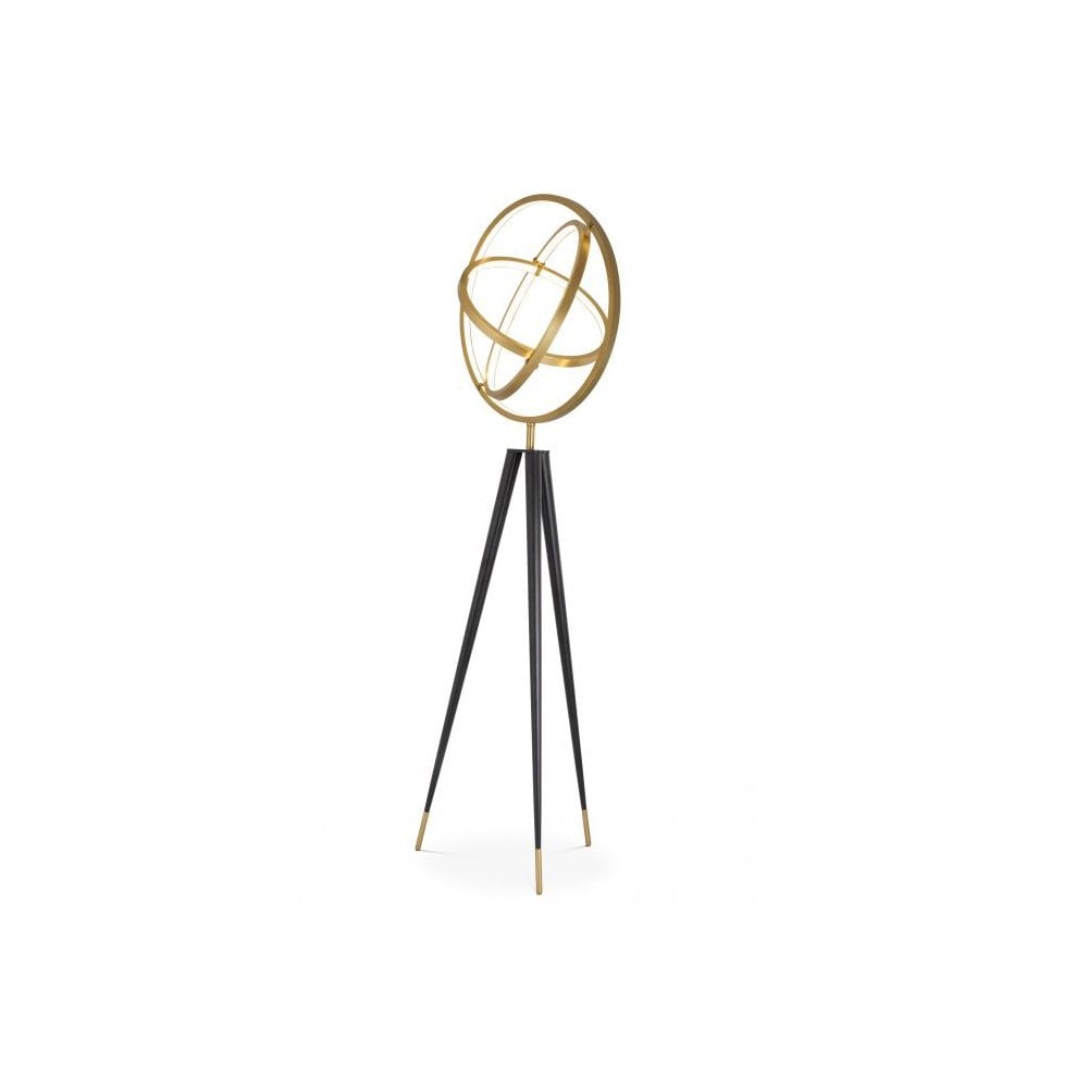 Floor Lamp Cassini, Antique Brass Finish, Black Finish