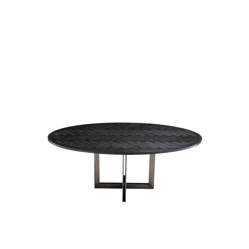 Dining Table Melchior oval, Charcoal Oak Veneer, Bronze Finish