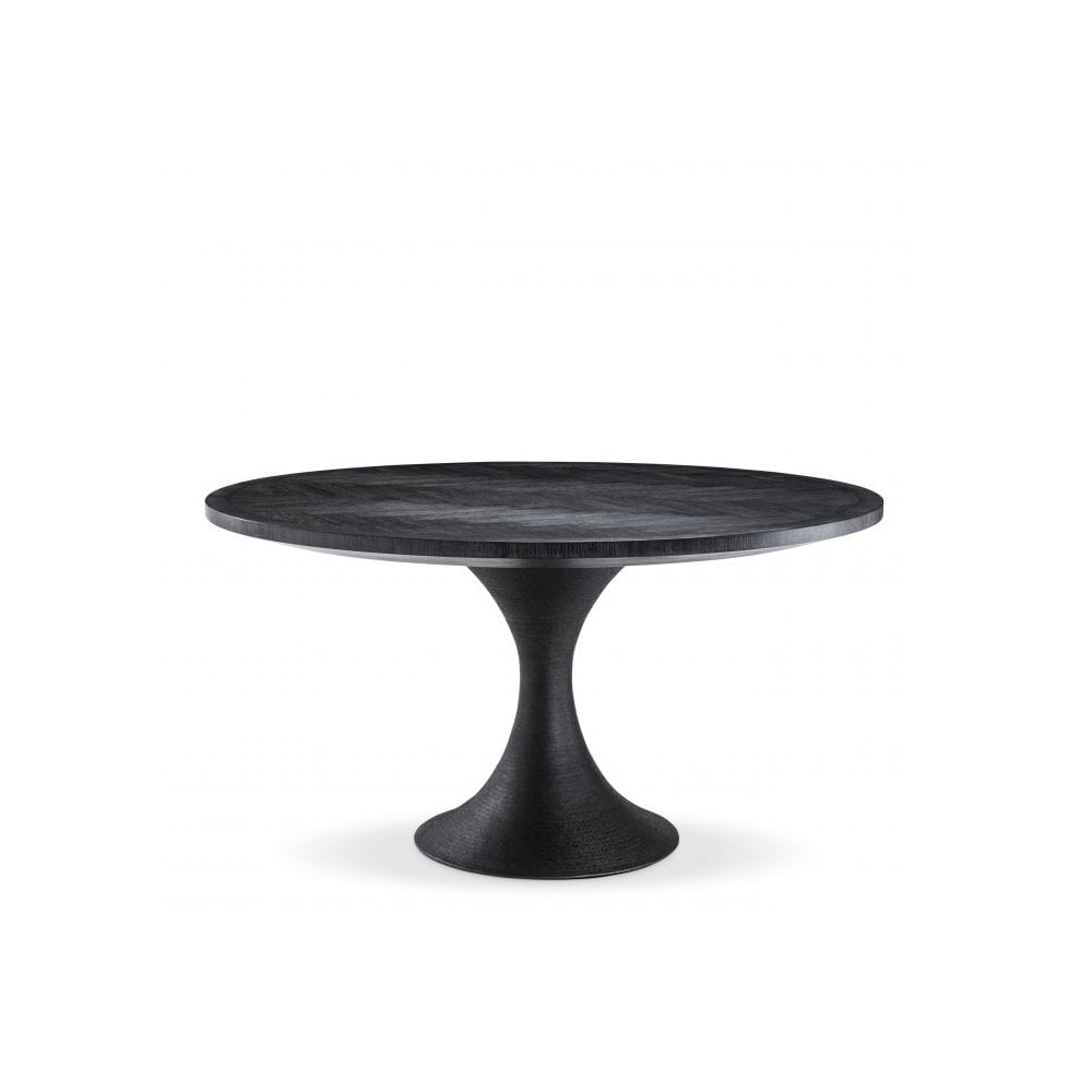 Dining Table Melchior round, Charcoal Oak Veneer, Bronze Finish