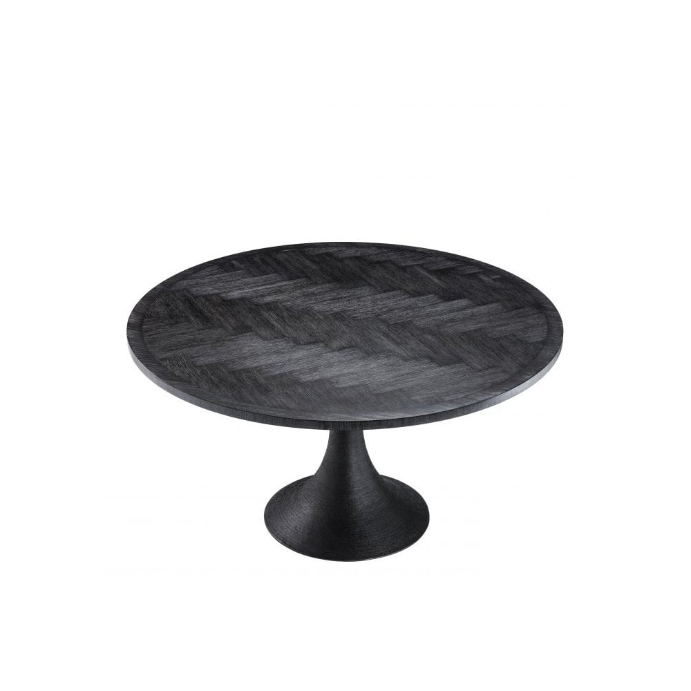 Dining Table Melchior round, Charcoal Oak Veneer, Bronze Finish