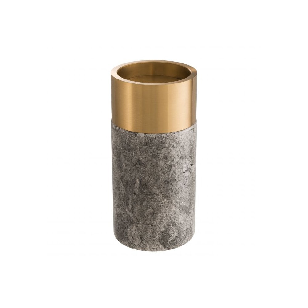 Candle Holder Sierra set of 3, Grey Marble, Brushed Brass Finish