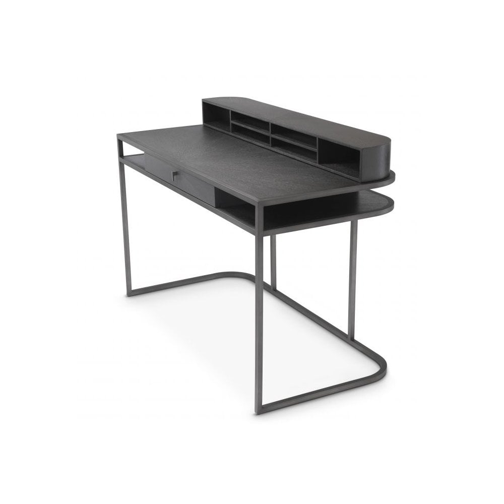 Desk Highland, Charcoal Grey Oak Veneer, Medium Bronze Finish