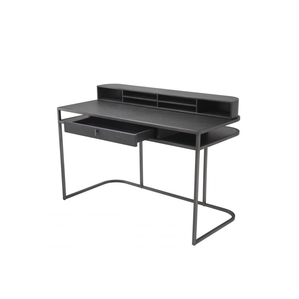 Desk Highland, Charcoal Grey Oak Veneer, Medium Bronze Finish