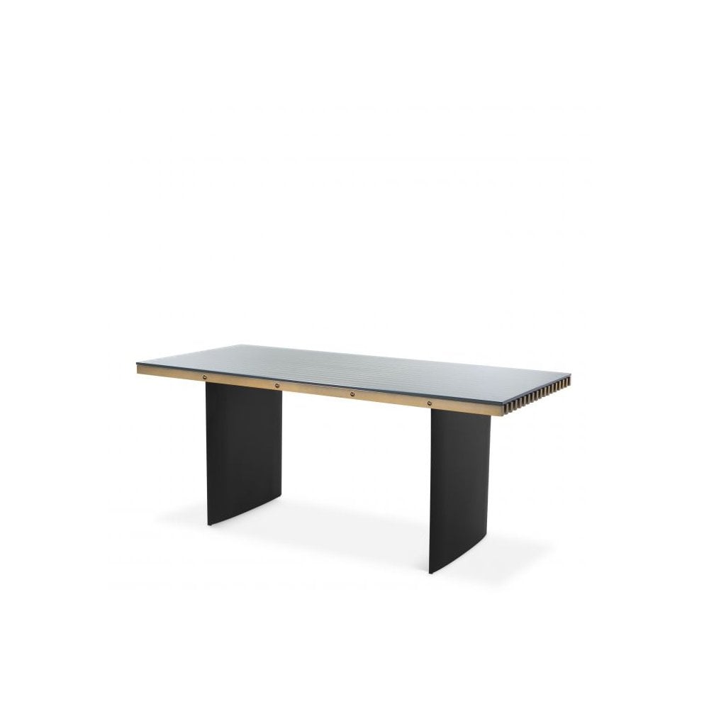 Desk Vauclair, Brushed Brass Finish, Black Finish, Clear Glass