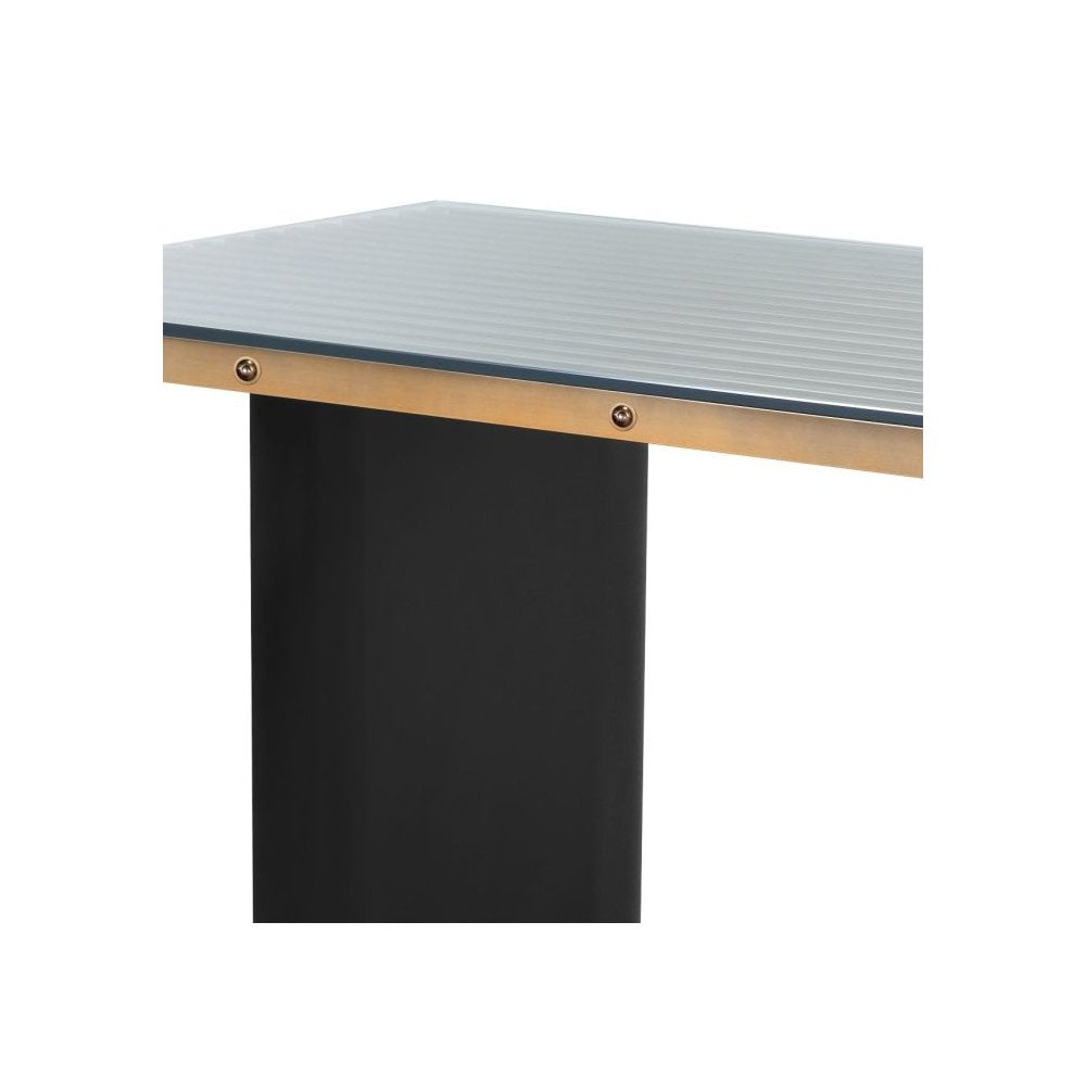 Desk Vauclair, Brushed Brass Finish, Black Finish, Clear Glass