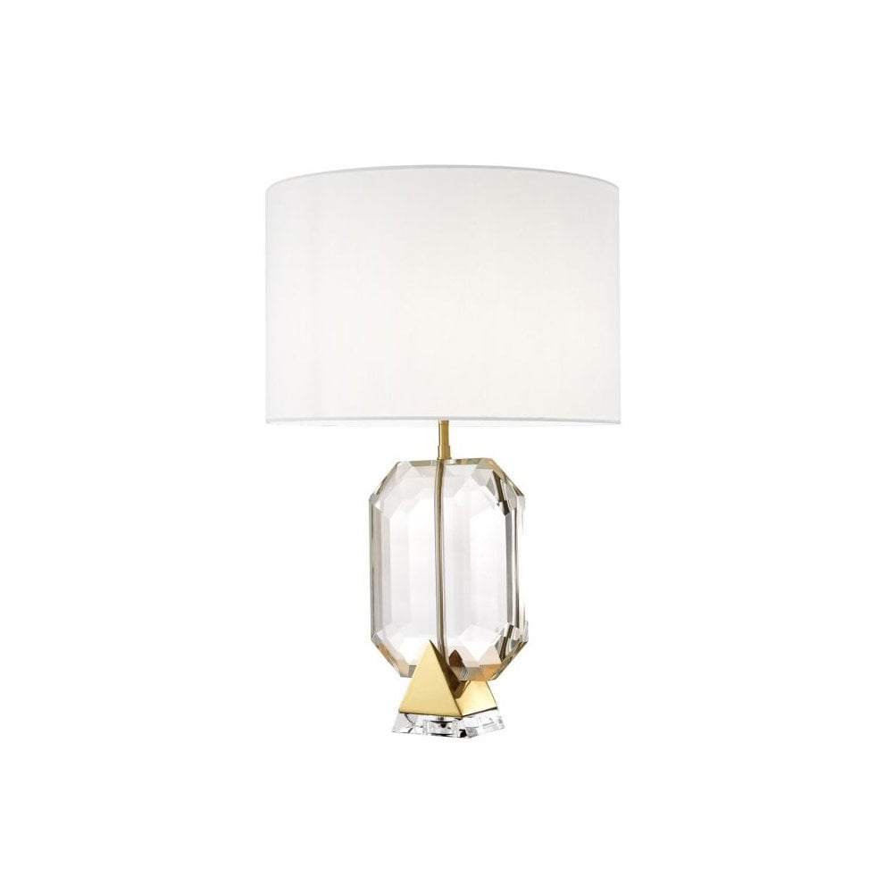 Table Lamp Emerald, Gold Finish, Clear Crystal Glass