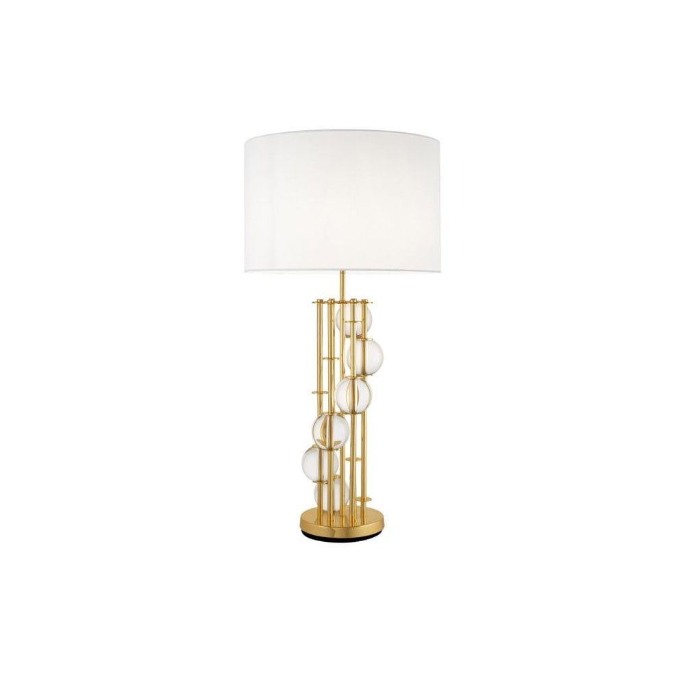 Table Lamp Lorenzo, Gold Finish, Clear Crystal Glass