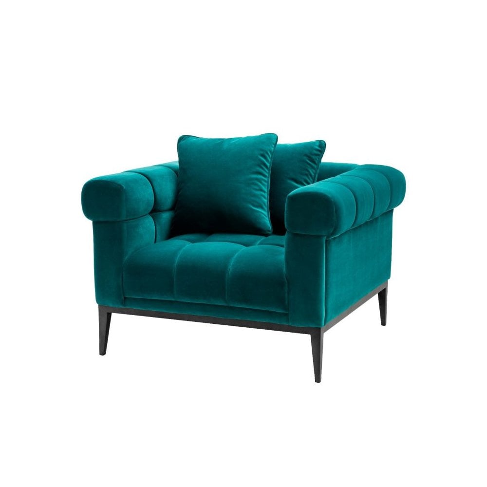 Chair Aurelio, Savona Sea Green Velvet, Gunmetal Base