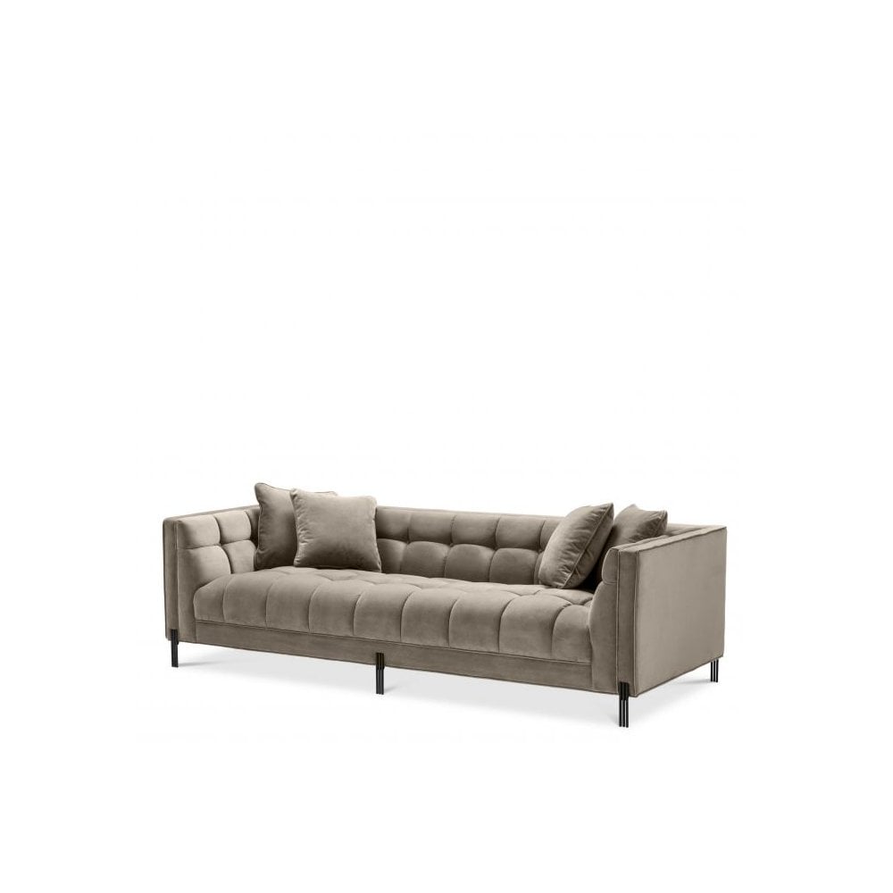 Sofa Sienna, Savona Greige Velvet, Black Legs