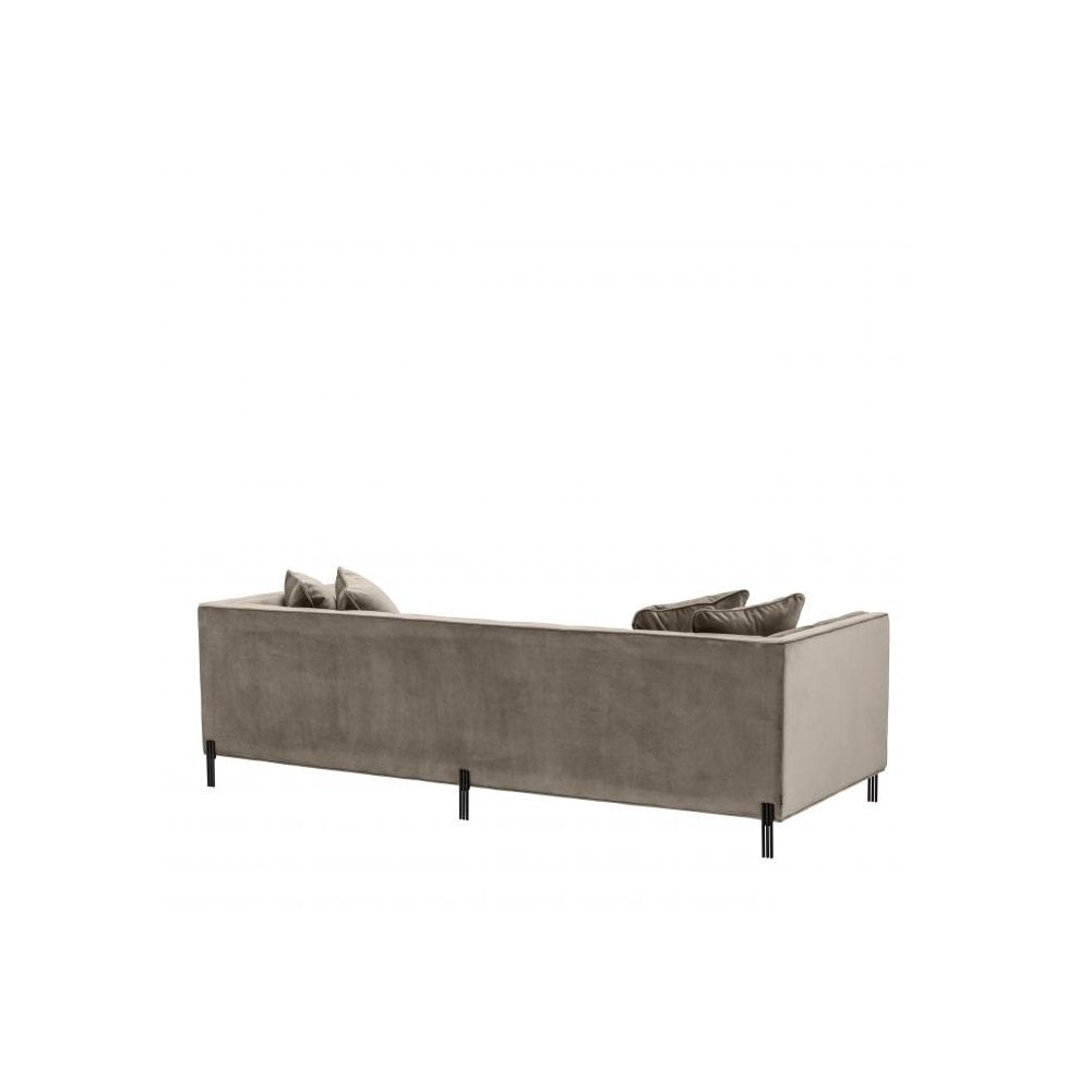 Sofa Sienna, Savona Greige Velvet, Black Legs