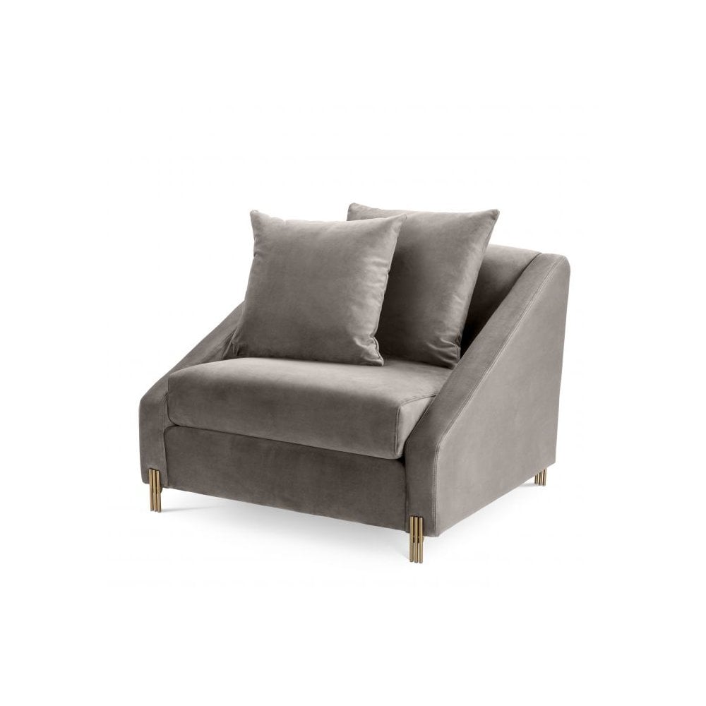 Chair Candice, Savona Grey Velvet, Brushed Brass Legs