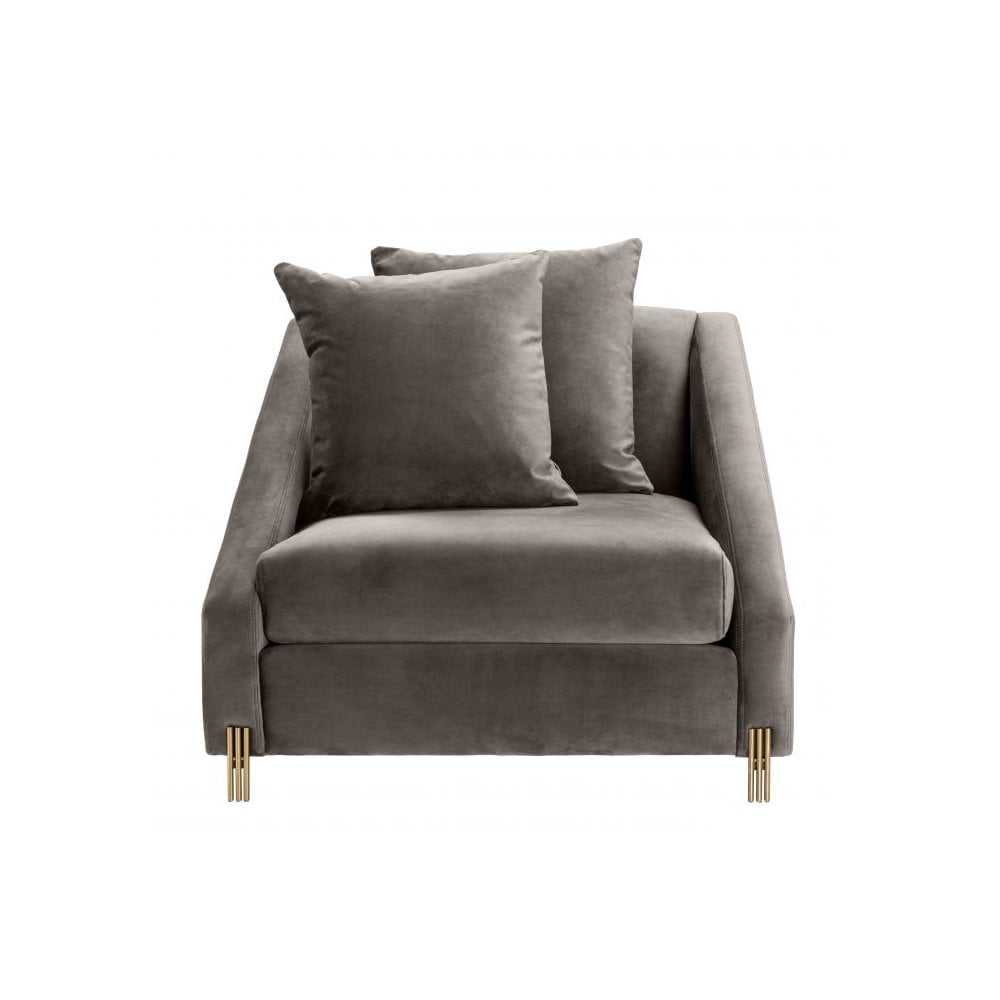 Chair Candice, Savona Grey Velvet, Brushed Brass Legs