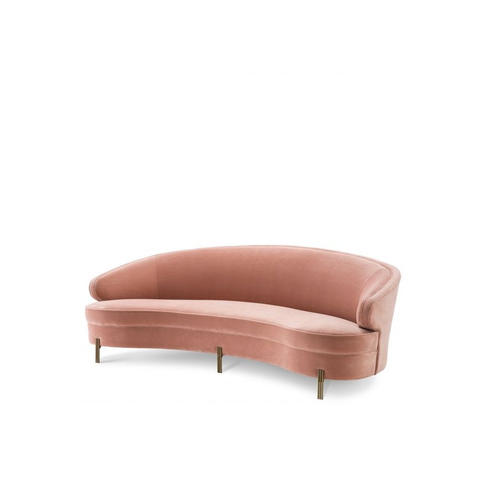 Sofa Pierson, Savona Nude Velvet, Brushed Brass Legs