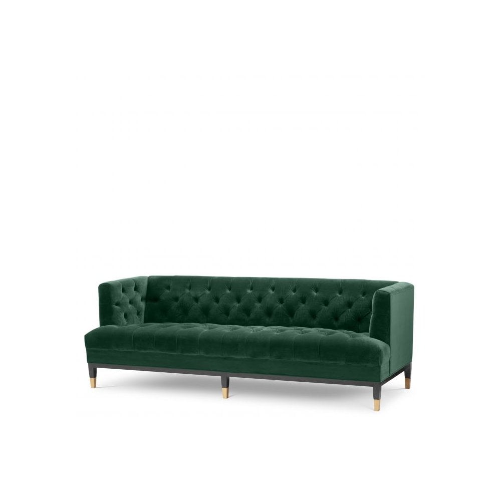 Sofa Castelle, Roche Dark Green Velvet, Black & Brass Legs