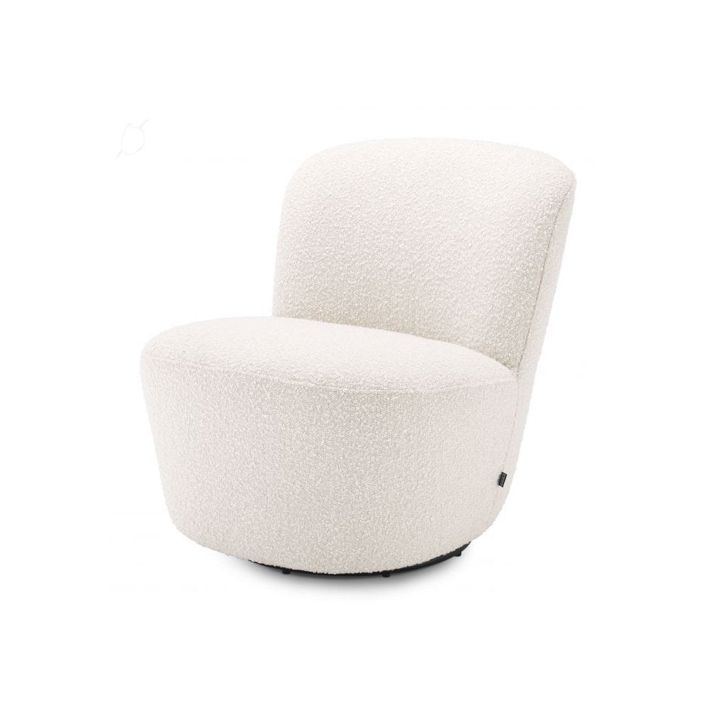 Swivel Chair Doria, Bouclé Cream, Swivel Base