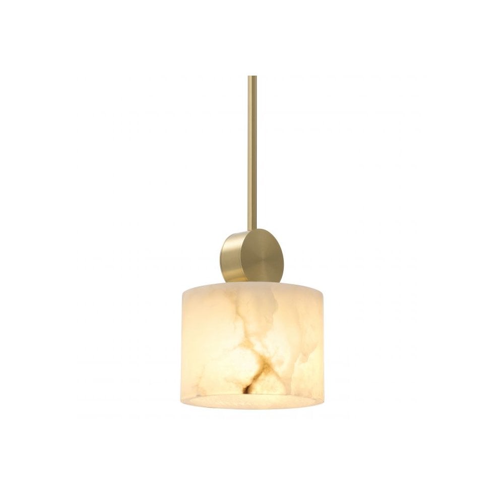 Pendant Etruscan Round, Alabaster, Light Brass Finish