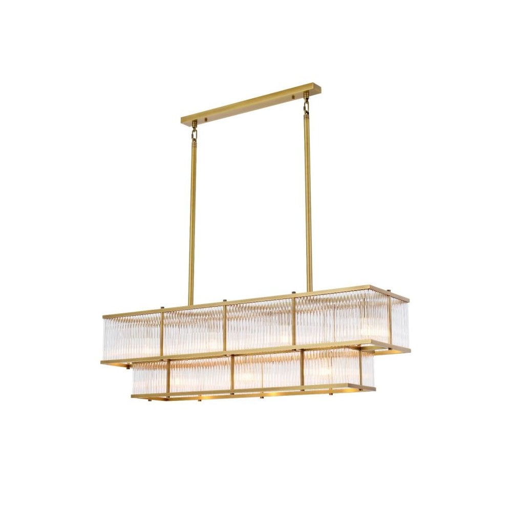 Chandelier Le Marais, Antique Brass Finish, Clear Glass